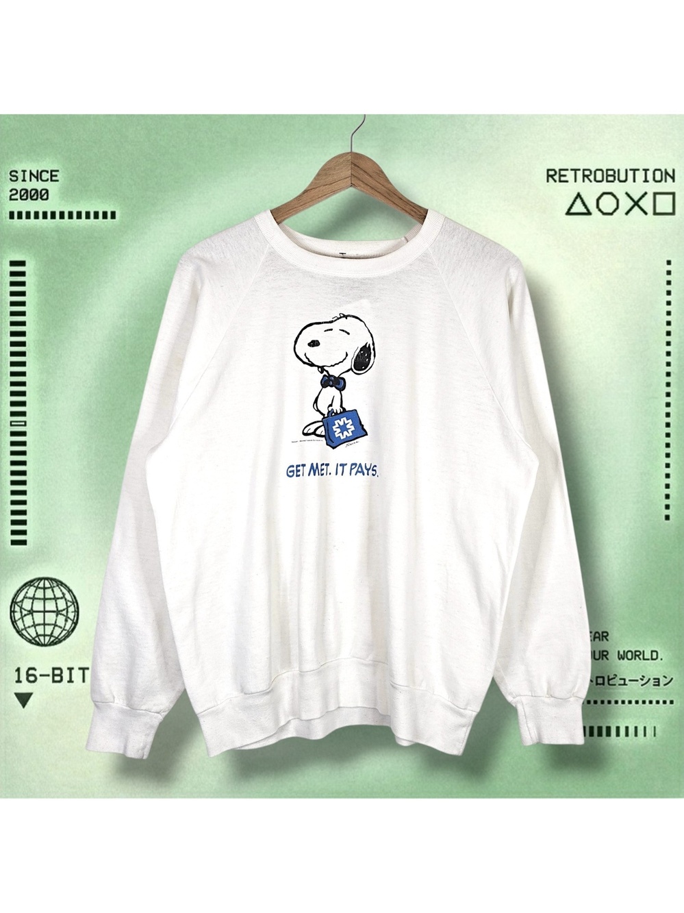 Vintage 80s 90s Snoopy Crewneck Sweatshirt White Size L